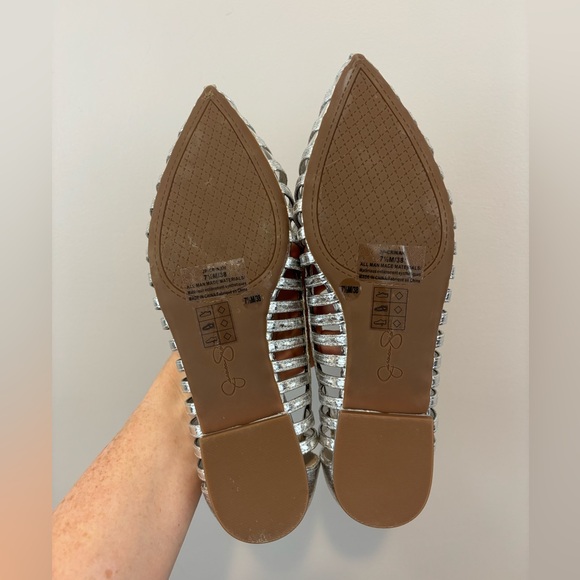 Jessica Simpson silver pointed lattice ballet flat BNIB - Picture 3 of 4